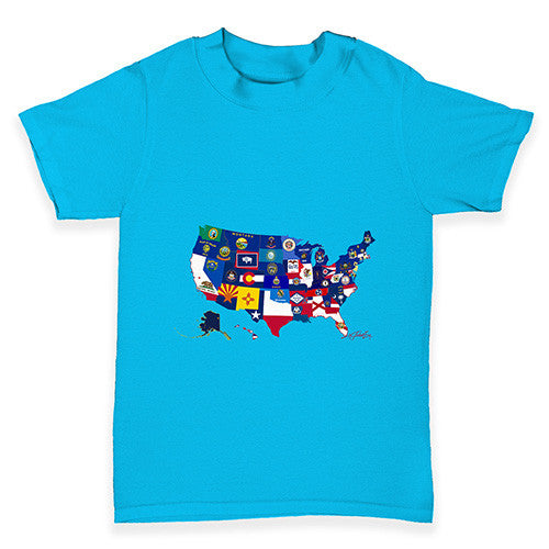USA States and Flags Baby Toddler T-Shirt