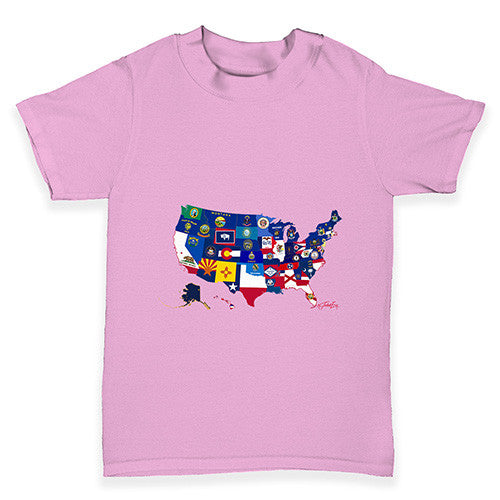 USA States and Flags Baby Toddler T-Shirt