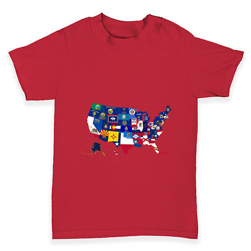 USA States and Flags Baby Toddler T-Shirt