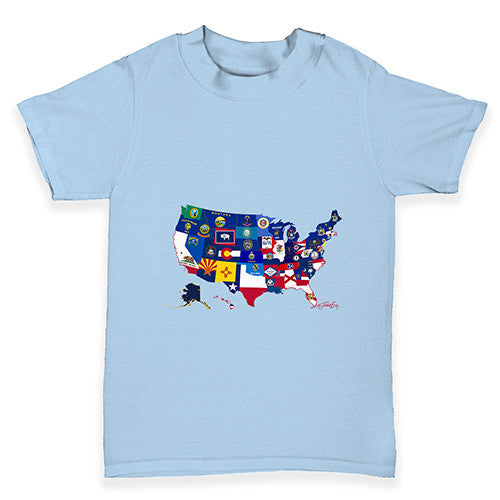 USA States and Flags Baby Toddler T-Shirt