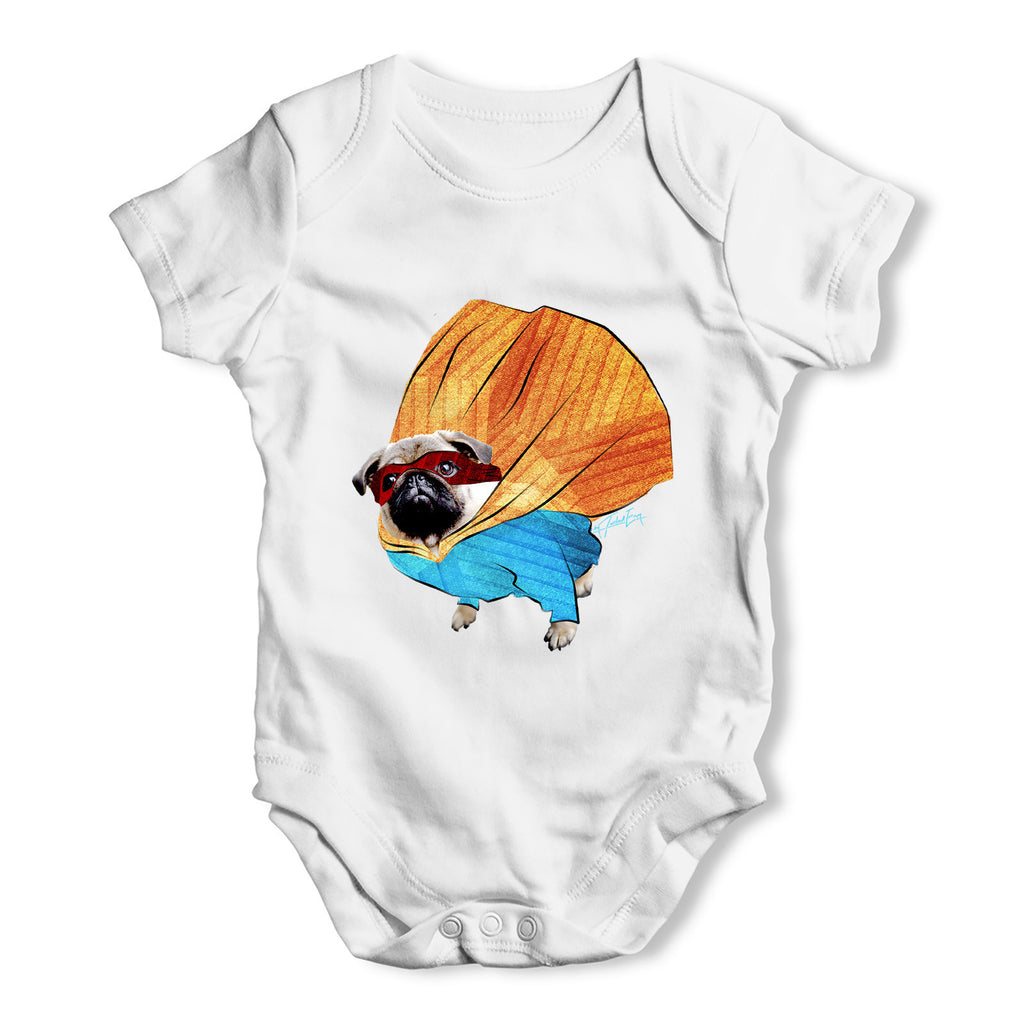 Super Hero Pug Baby Grow Bodysuit