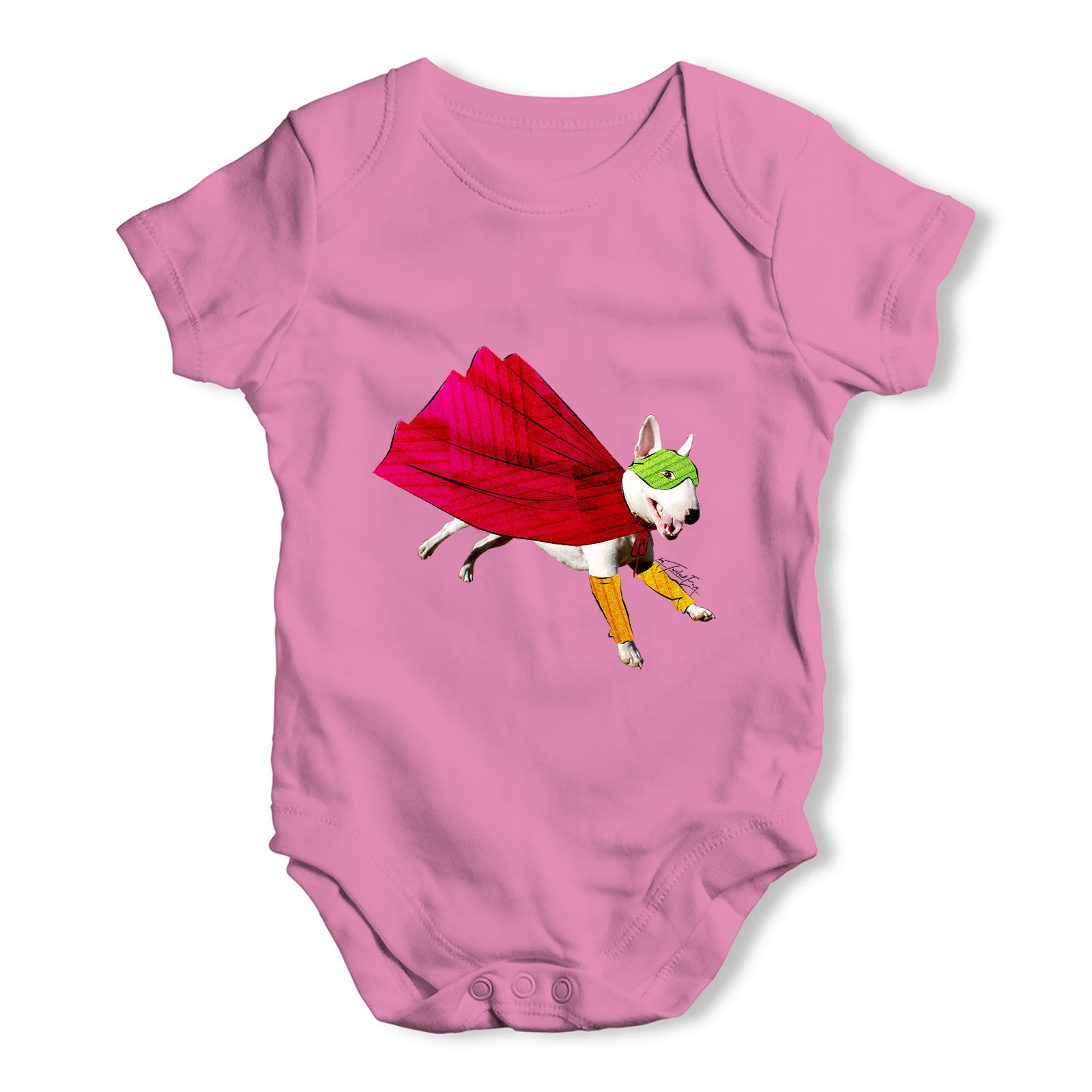 Super Hero Bull Terrier Baby Grow Bodysuit