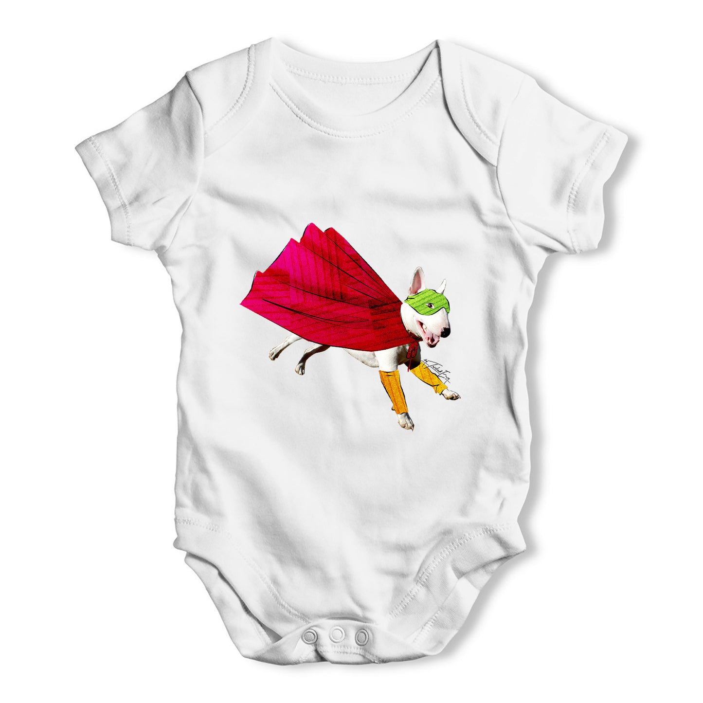 Super Hero Bull Terrier Baby Grow Bodysuit