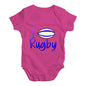 Cute Infant Bodysuit I Love Rugby Baby Unisex Baby Grow Bodysuit 12-18 Months Cerise PInk