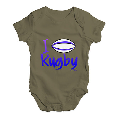Funny Infant Baby Bodysuit Onesies I Love Rugby Baby Unisex Baby Grow Bodysuit 3-6 Months Khaki