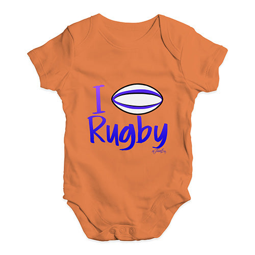 Funny Infant Baby Bodysuit I Love Rugby Baby Unisex Baby Grow Bodysuit 18-24 Months Orange