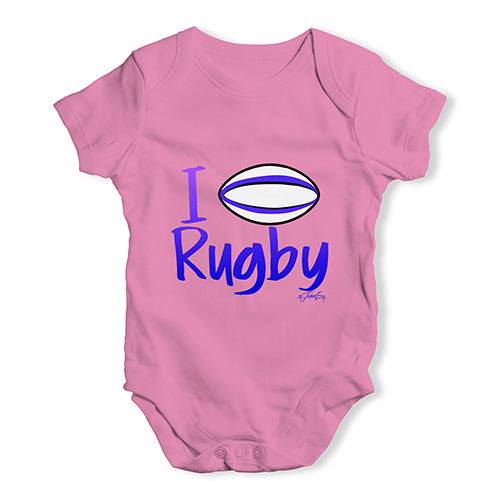 Funny Infant Baby Bodysuit Onesies I Love Rugby Baby Unisex Baby Grow Bodysuit 12-18 Months Pink