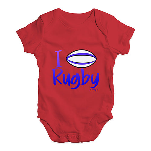Baby Grow Baby Romper I Love Rugby Baby Unisex Baby Grow Bodysuit 3-6 Months Red