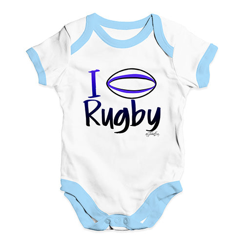 Funny Baby Clothes I Love Rugby Baby Unisex Baby Grow Bodysuit Newborn White Blue Trim