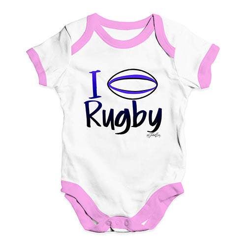 Funny Baby Onesies I Love Rugby Baby Unisex Baby Grow Bodysuit Newborn White Pink Trim