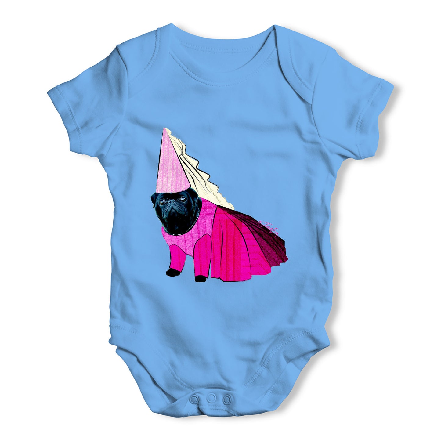 Princess Pug Baby Grow Bodysuit