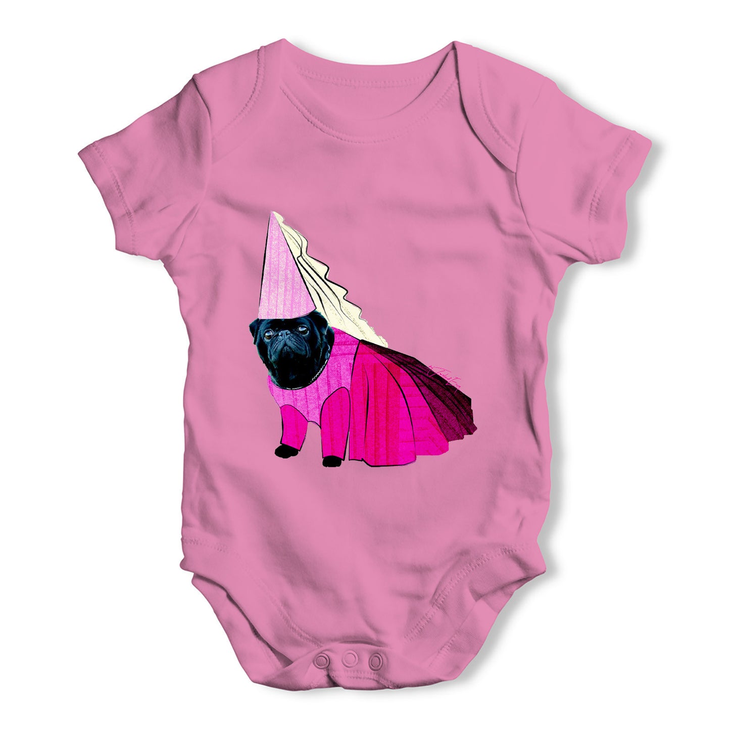 Princess Pug Baby Grow Bodysuit