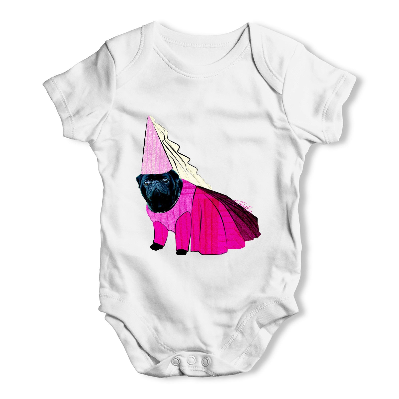 Princess Pug Baby Grow Bodysuit