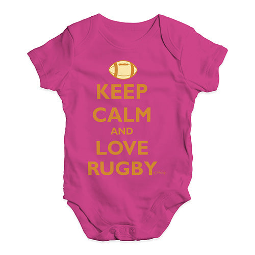 Babygrow Baby Romper Keep Calm and Love Rugby Baby Unisex Baby Grow Bodysuit 3-6 Months Cerise PInk