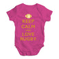 Babygrow Baby Romper Keep Calm and Love Rugby Baby Unisex Baby Grow Bodysuit 3-6 Months Cerise PInk