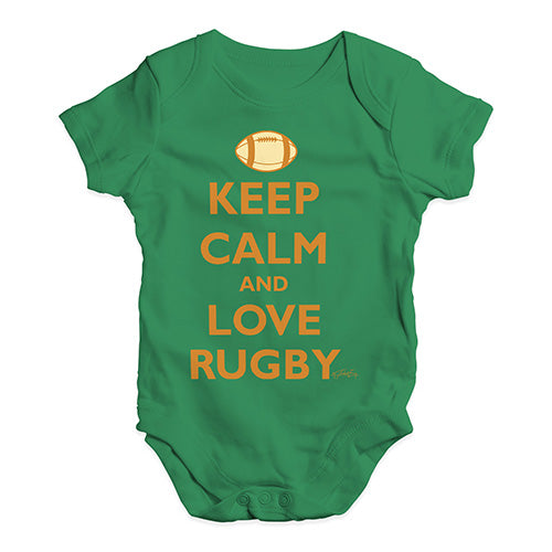 Funny Infant Baby Bodysuit Onesies Keep Calm and Love Rugby Baby Unisex Baby Grow Bodysuit 0-3 Months Green