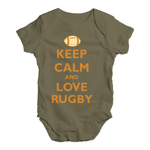Baby Girl Clothes Keep Calm and Love Rugby Baby Unisex Baby Grow Bodysuit Newborn Khaki