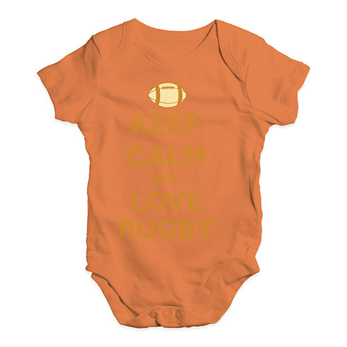 Babygrow Baby Romper Keep Calm and Love Rugby Baby Unisex Baby Grow Bodysuit 12-18 Months Orange