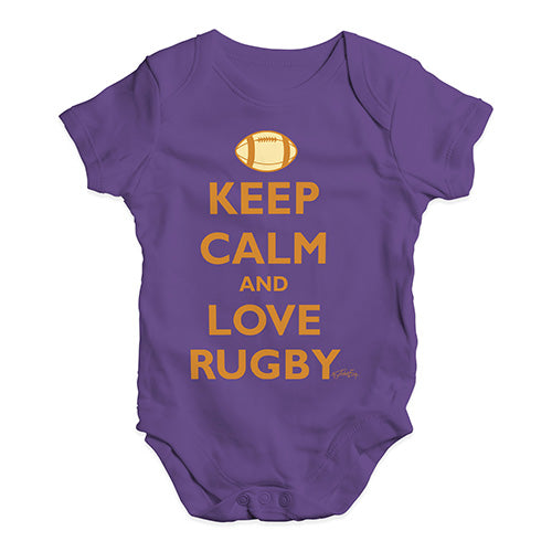 Funny Baby Bodysuits Keep Calm and Love Rugby Baby Unisex Baby Grow Bodysuit Newborn Plum