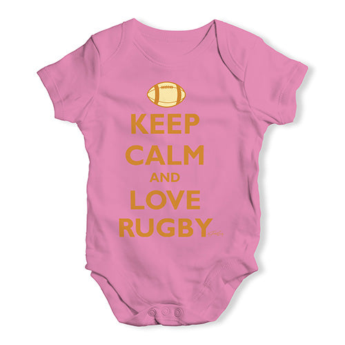 Baby Boy Clothes Keep Calm and Love Rugby Baby Unisex Baby Grow Bodysuit 3-6 Months Pink