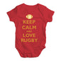 Baby Boy Clothes Keep Calm and Love Rugby Baby Unisex Baby Grow Bodysuit Newborn Red