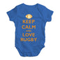 Funny Baby Bodysuits Keep Calm and Love Rugby Baby Unisex Baby Grow Bodysuit Newborn Royal Blue