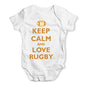 Baby Boy Clothes Keep Calm and Love Rugby Baby Unisex Baby Grow Bodysuit 6-12 Months White