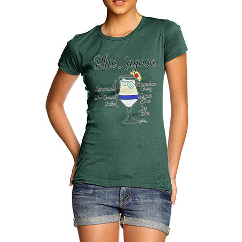 Women's Blue Lagoon Cocktail Recipe T-Shirt