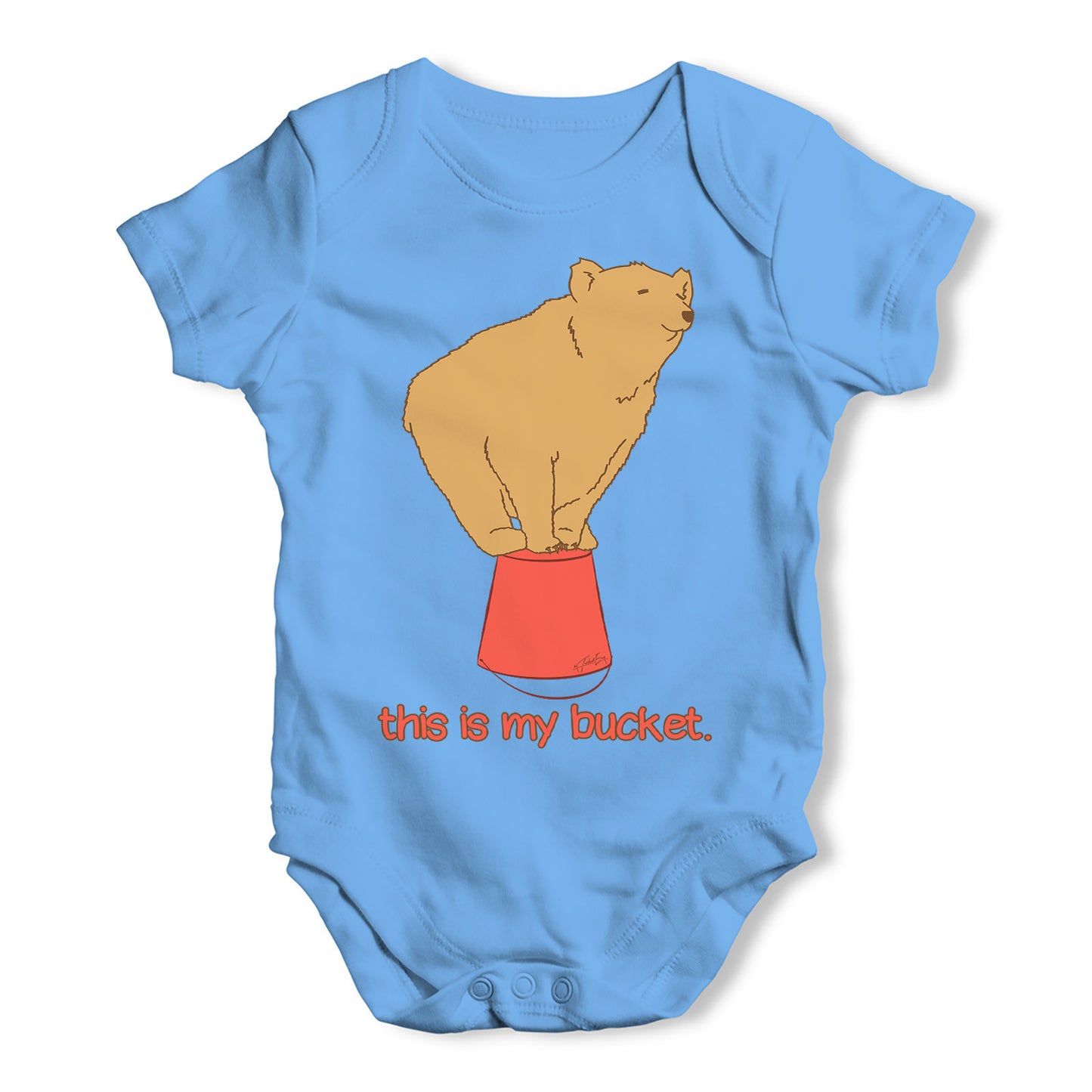 Silly Bear On Bucket Baby Grow Bodysuit