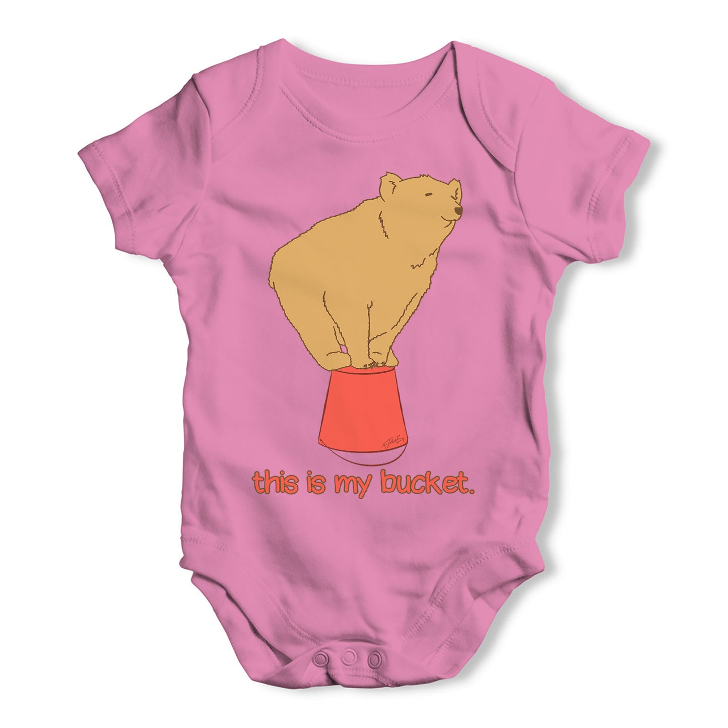 Silly Bear On Bucket Baby Grow Bodysuit