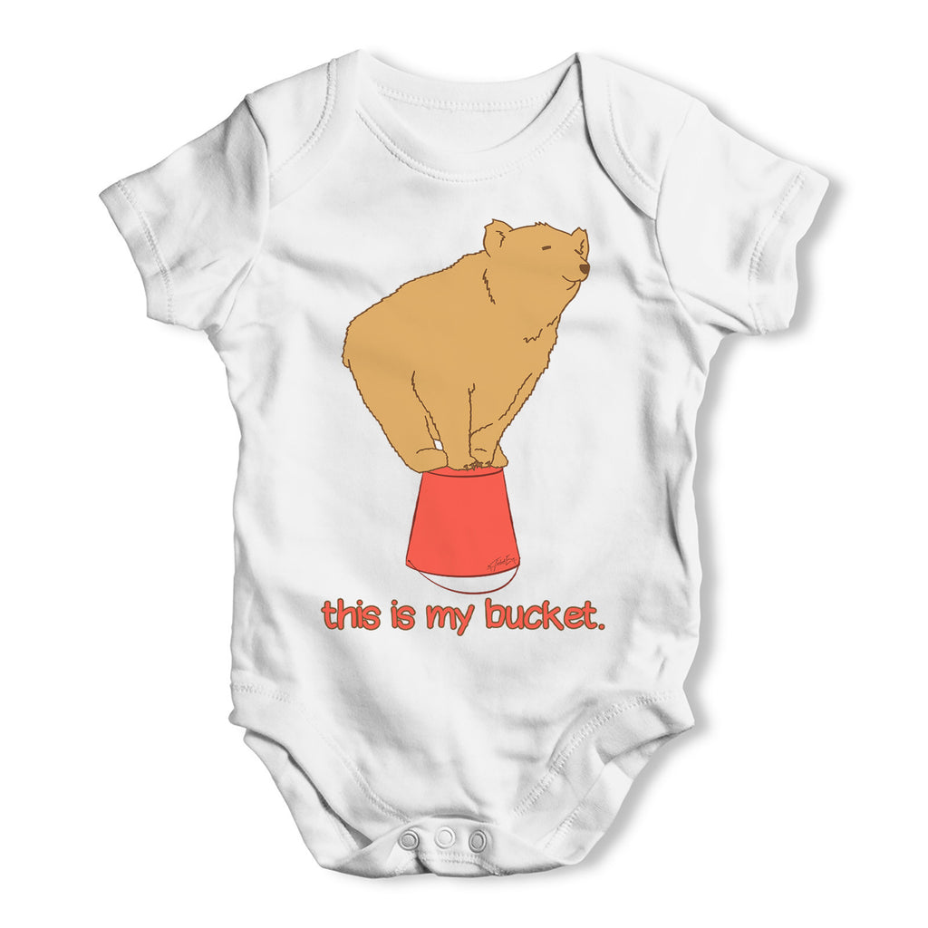 Silly Bear On Bucket Baby Grow Bodysuit