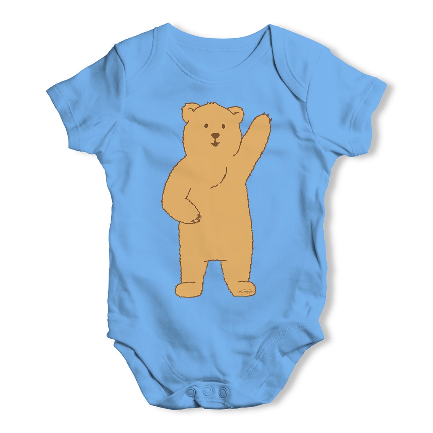 Silly Bear Waving Baby Grow Bodysuit