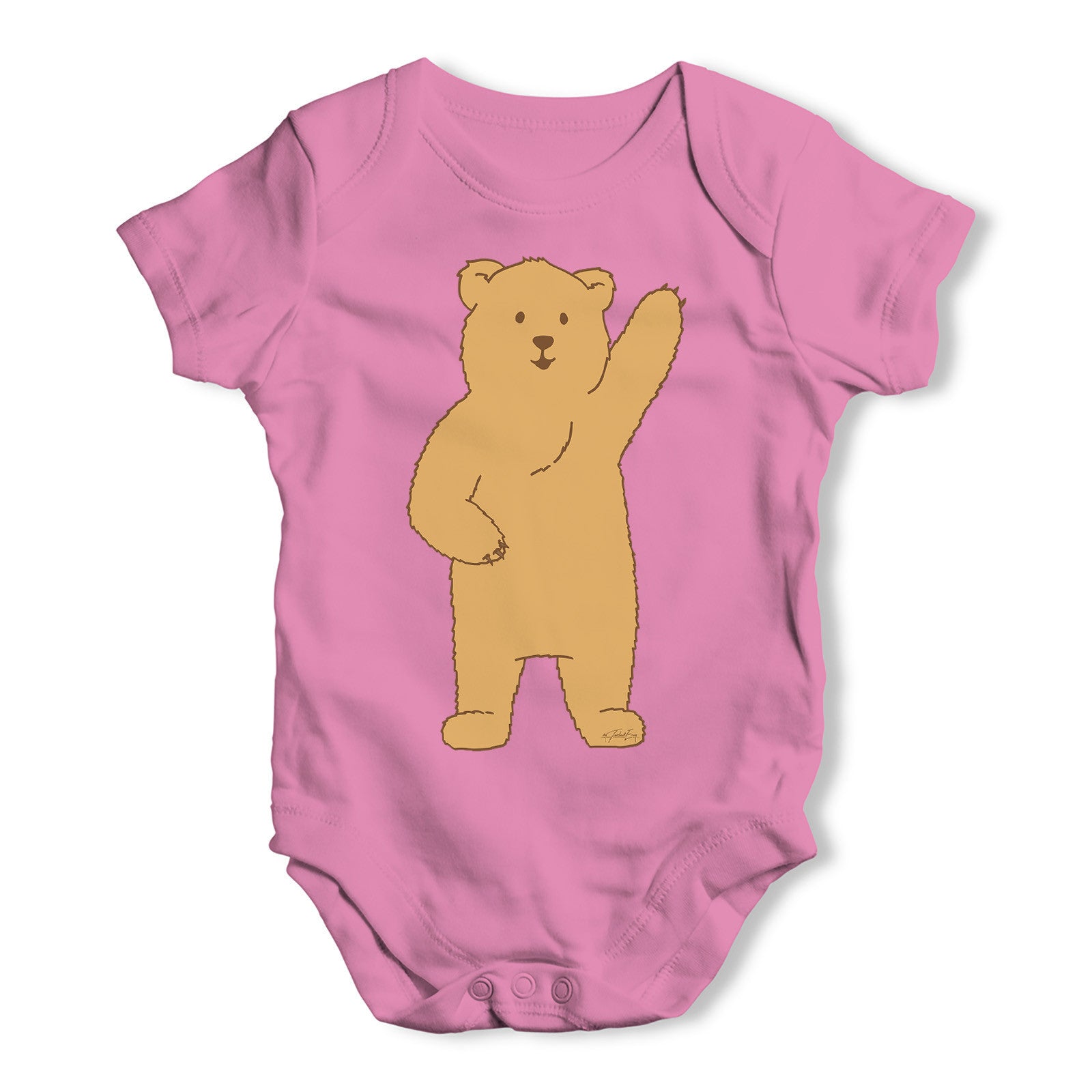 Silly Bear Waving Baby Grow Bodysuit