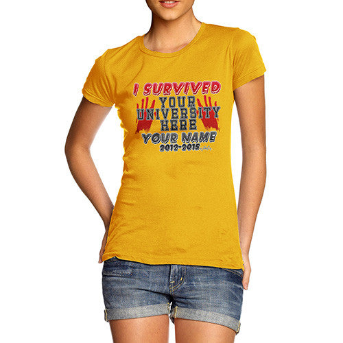 Women's Personalised I Survived University T-Shirt