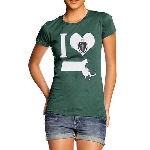 Women's I Love Massachusetts T-Shirt