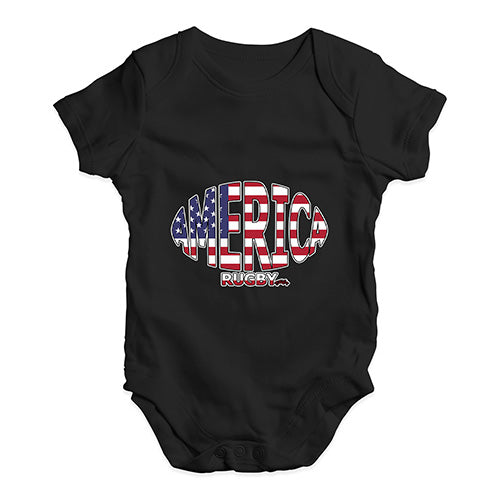 Baby Grow Baby Romper America Rugby Ball Flag Baby Unisex Baby Grow Bodysuit 3-6 Months Black