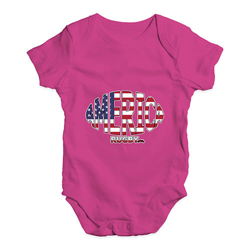 Funny Baby Clothes America Rugby Ball Flag Baby Unisex Baby Grow Bodysuit 3-6 Months Cerise PInk