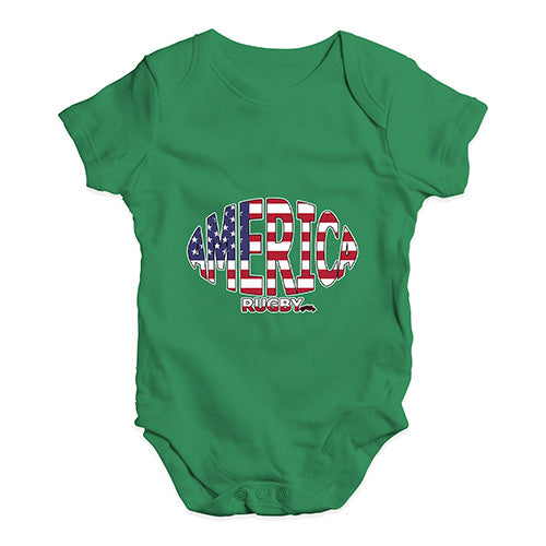 Funny Infant Baby Bodysuit America Rugby Ball Flag Baby Unisex Baby Grow Bodysuit 18-24 Months Green