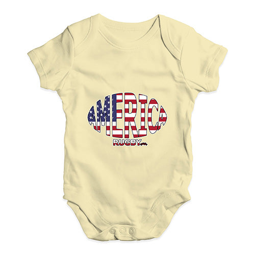 Funny Baby Bodysuits America Rugby Ball Flag Baby Unisex Baby Grow Bodysuit Newborn Lemon