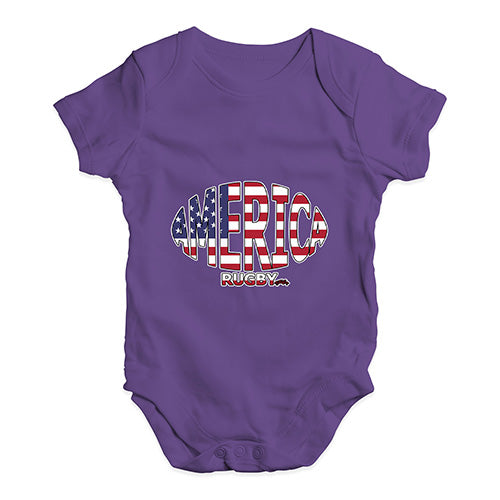Baby Girl Clothes America Rugby Ball Flag Baby Unisex Baby Grow Bodysuit 12-18 Months Plum