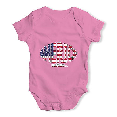 Funny Infant Baby Bodysuit America Rugby Ball Flag Baby Unisex Baby Grow Bodysuit 18-24 Months Pink
