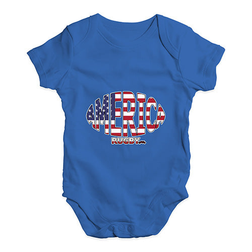 Funny Baby Bodysuits America Rugby Ball Flag Baby Unisex Baby Grow Bodysuit 6-12 Months Royal Blue