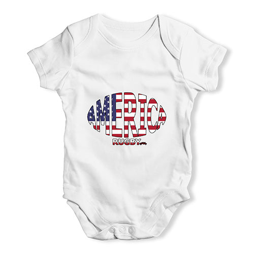 Funny Baby Bodysuits America Rugby Ball Flag Baby Unisex Baby Grow Bodysuit Newborn White