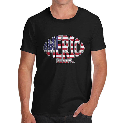 Men's America Rugby Ball Flag T-Shirt