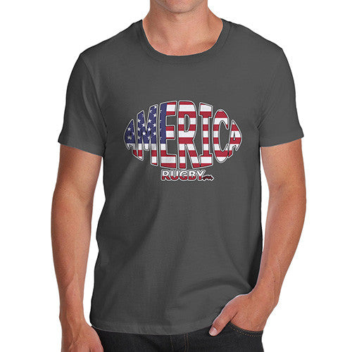 Men's America Rugby Ball Flag T-Shirt