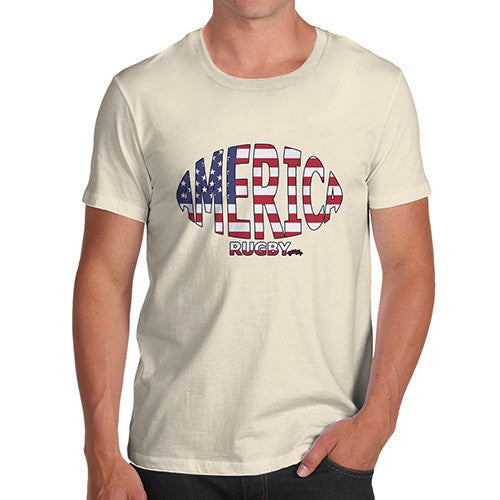 Men's America Rugby Ball Flag T-Shirt