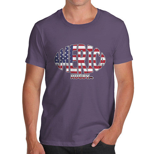 Men's America Rugby Ball Flag T-Shirt