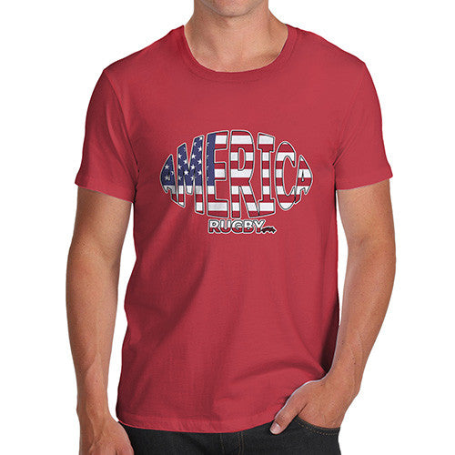 Men's America Rugby Ball Flag T-Shirt