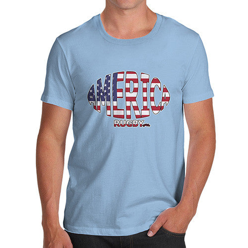 Men's America Rugby Ball Flag T-Shirt