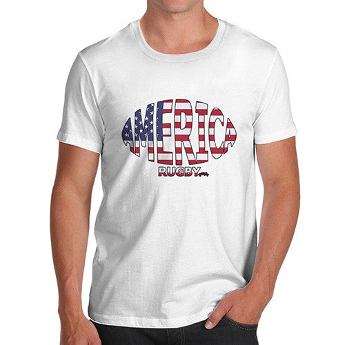 Men's America Rugby Ball Flag T-Shirt